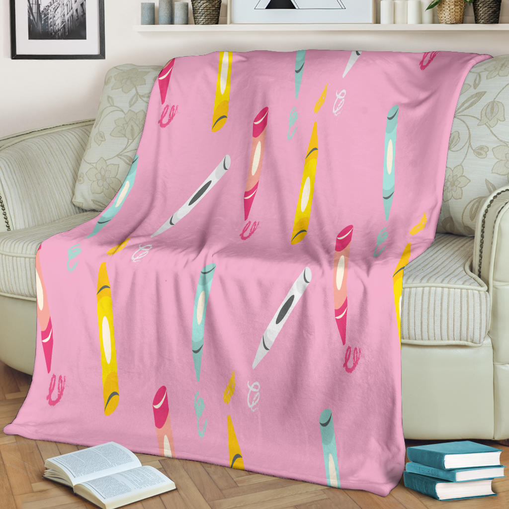 Pink Crayon Fleece Blanket