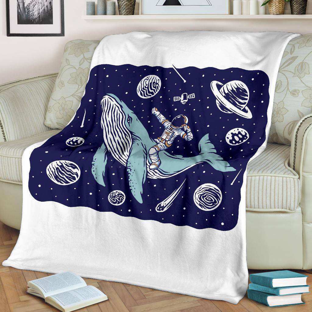 Premium Blanket Space Astronaut Riding A Whale Cartoon - Top Content | POD Collection | Free Shipping