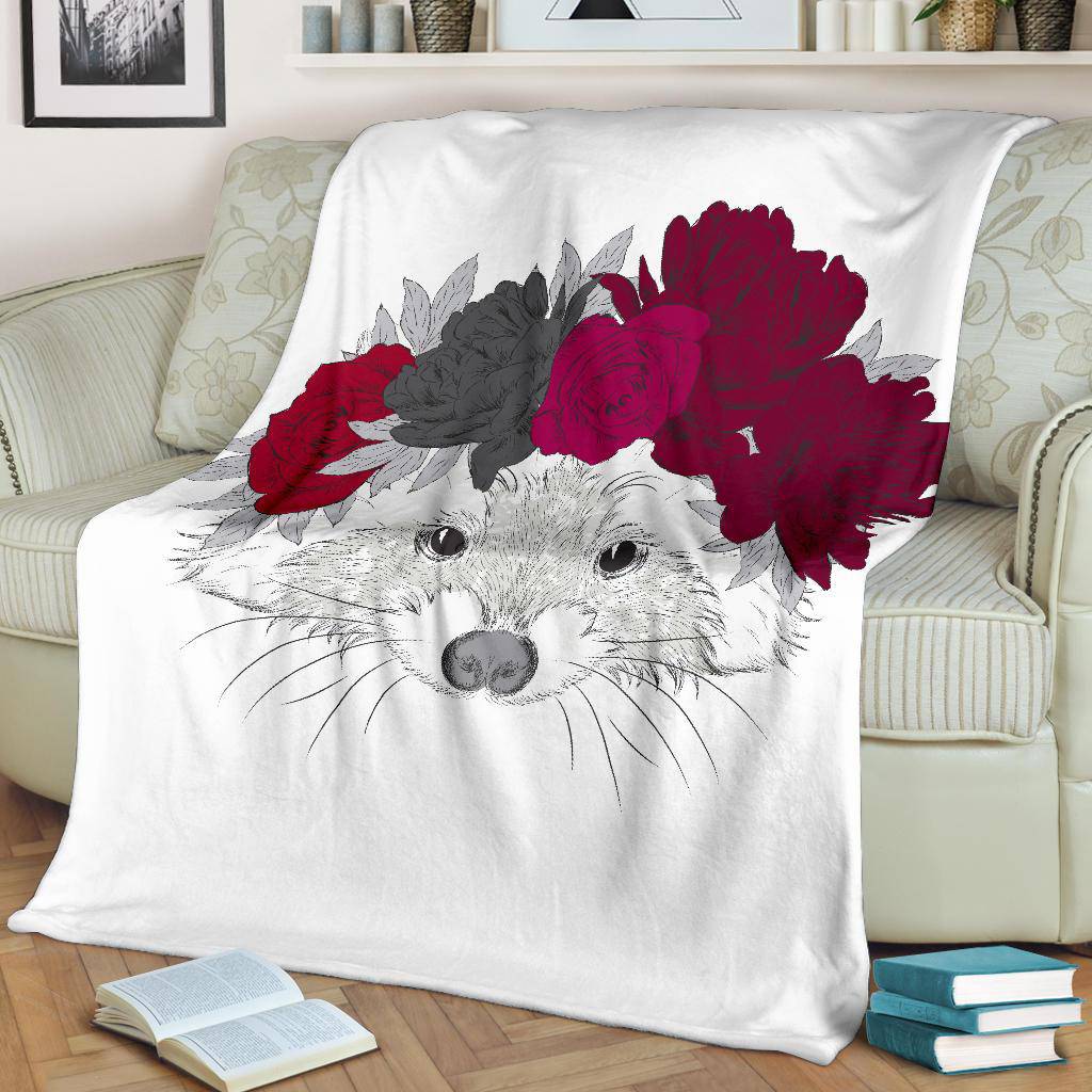 Beautiful Racoon Wreath with Flowers on head Premium Blanket - Top Content | POD Collection | Free Shipping