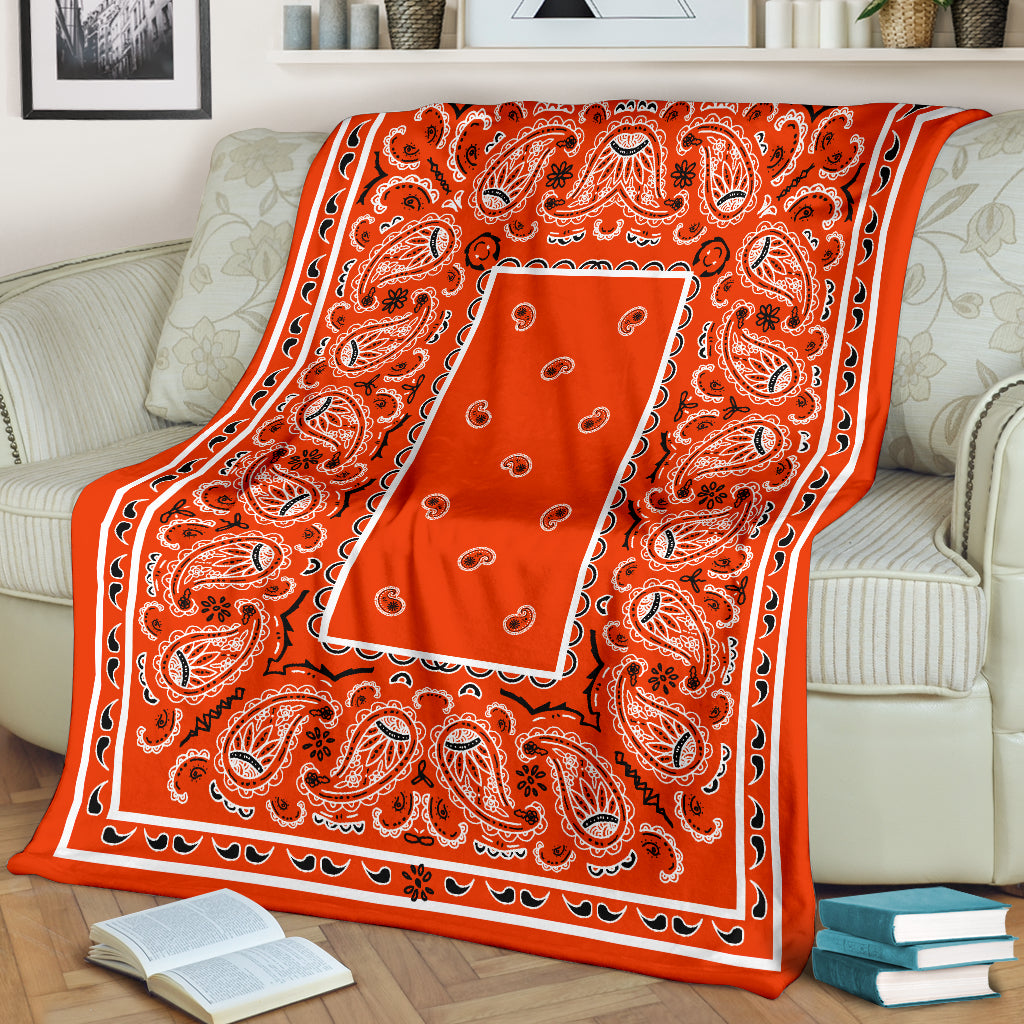 Ultra Plush Tangerine Bandana Fleece Blanket