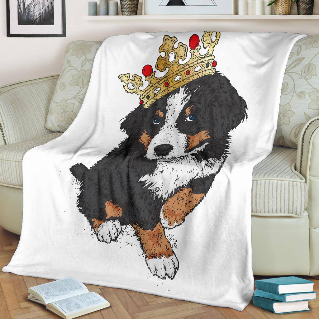 Premium Blanket Cute Bernese Zenenhund Dog Puppy Crown Cartoon - Top Content | POD Collection | Free Shipping