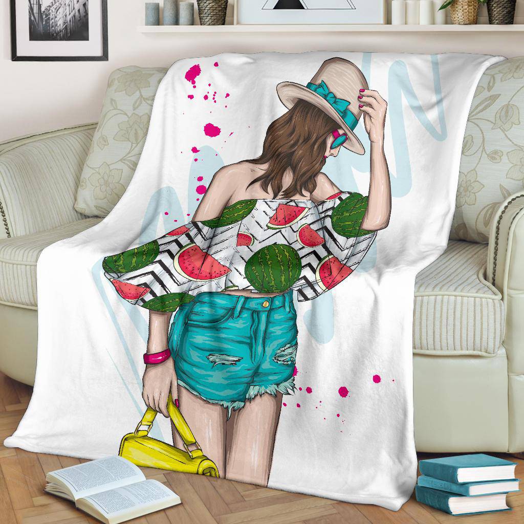 Beautiful Stylish Summer Girl Premium Blanket - Top Content | POD Collection | Free Shipping