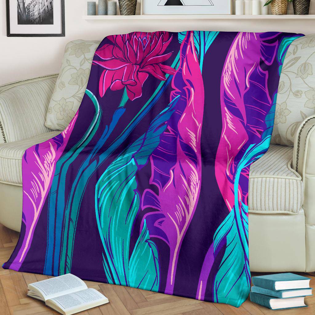 Purple Banana leaves Etligeria Flower Premium Blanket - Top Content | POD Collection | Free Shipping