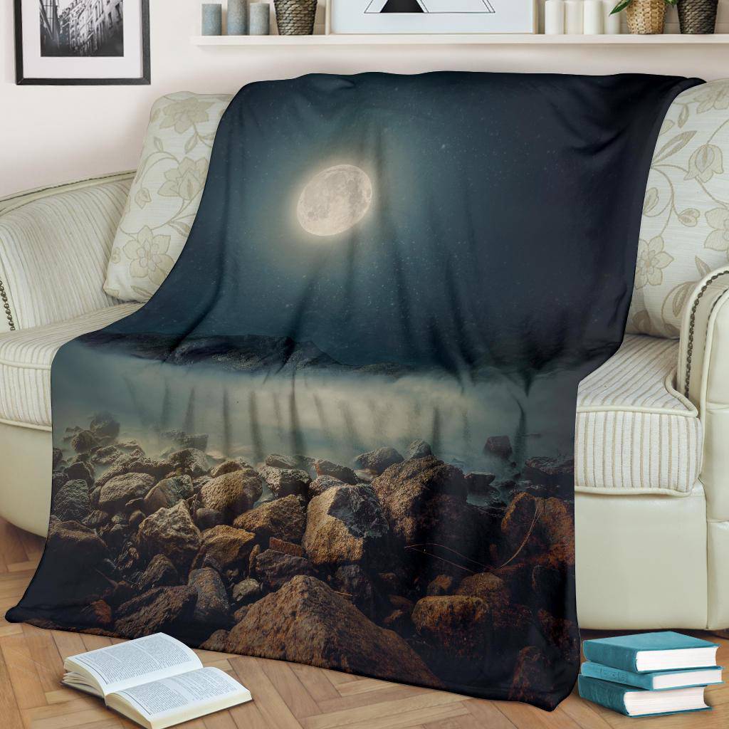 Stones Moon Dark Night Sky Premium Blanket - Top Content | POD Collection | Free Shipping