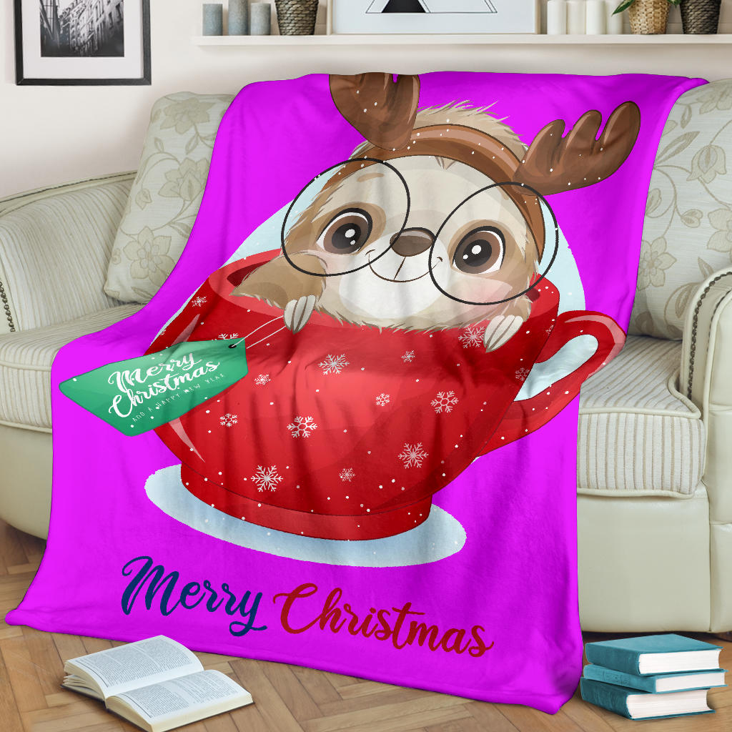 cute doodle sloth christmas day with watercolor pink blanket - Top Content | POD Collection | Free Shipping