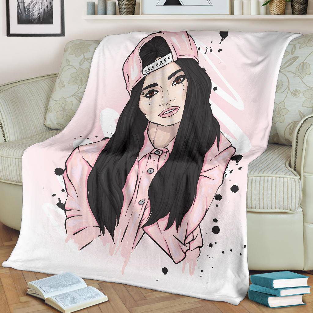 Beautiful Pink Snapback Girl Premium Blanket - Top Content | POD Collection | Free Shipping