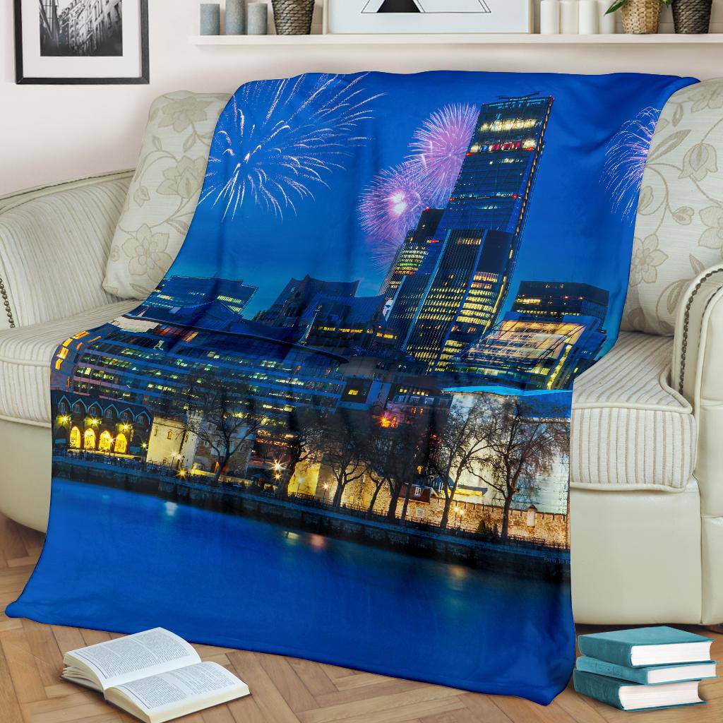 London Skyline Night Fireworks City Lights Travel Premium Blanket - Top Content | POD Collection | Free Shipping