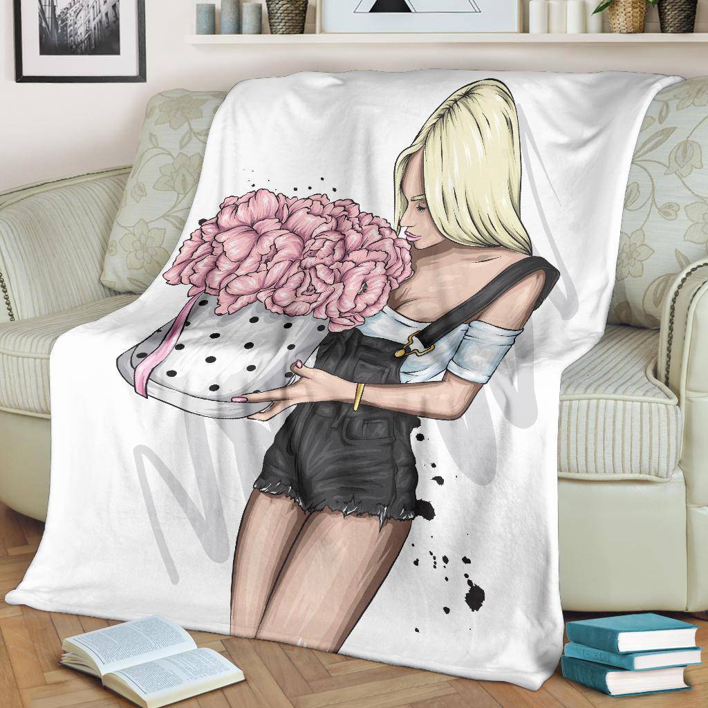 Beautiful Pink Flower Girl Premium Blanket - Top Content | POD Collection | Free Shipping