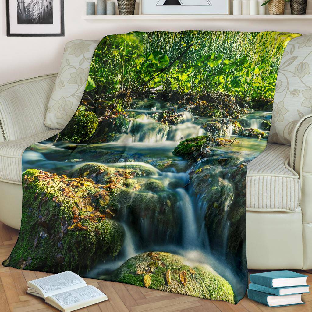 Croatia National Park Piltvice Waterfalls Nature Green Travel Premium Blanket - Top Content | POD Collection | Free Shipping