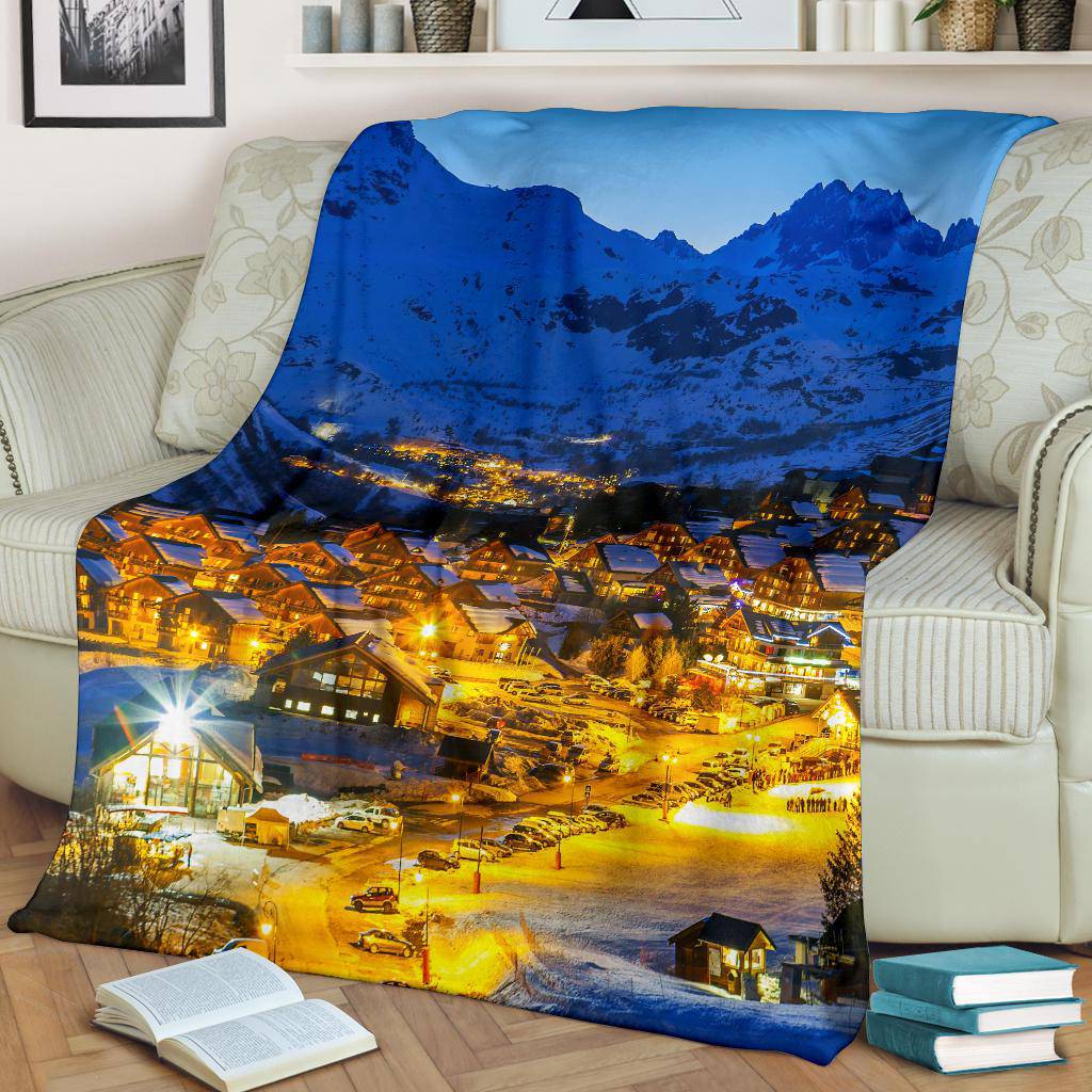 Winter Town France Travel Mountains Premium Blanket - Top Content | POD Collection | Free Shipping