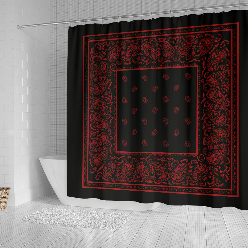 Black and Red Bandana Shower Curtain