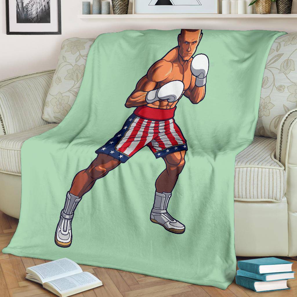 Boxing Fighter USA Flag Cartoon Premium Blanket - Top Content | POD Collection | Free Shipping