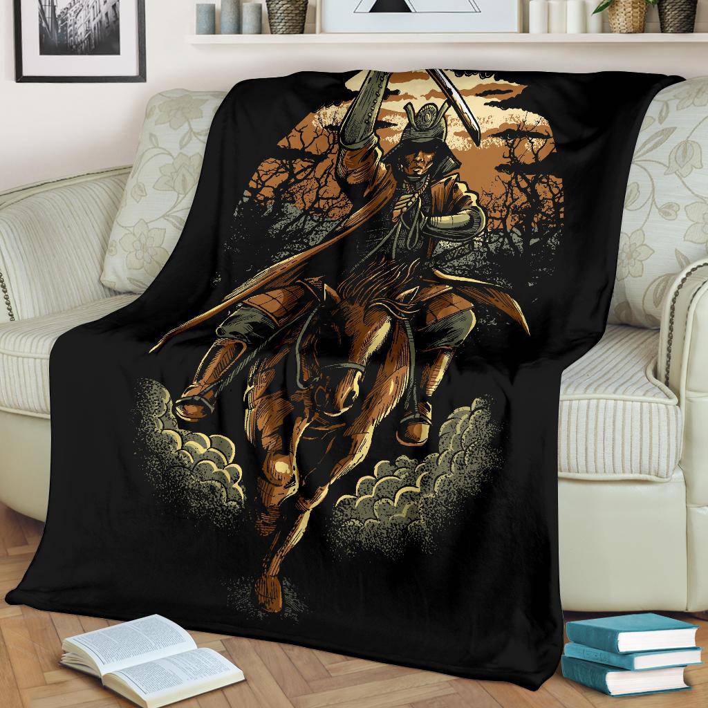 Samurai Japan Warrior Horse Riding Premium Blanket - Top Content | POD Collection | Free Shipping