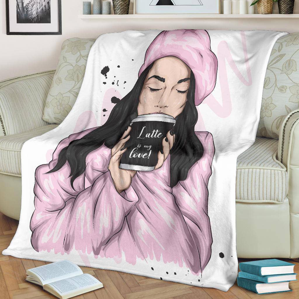 I Love Coffee Girl Beret Premium Blanket - Top Content | POD Collection | Free Shipping