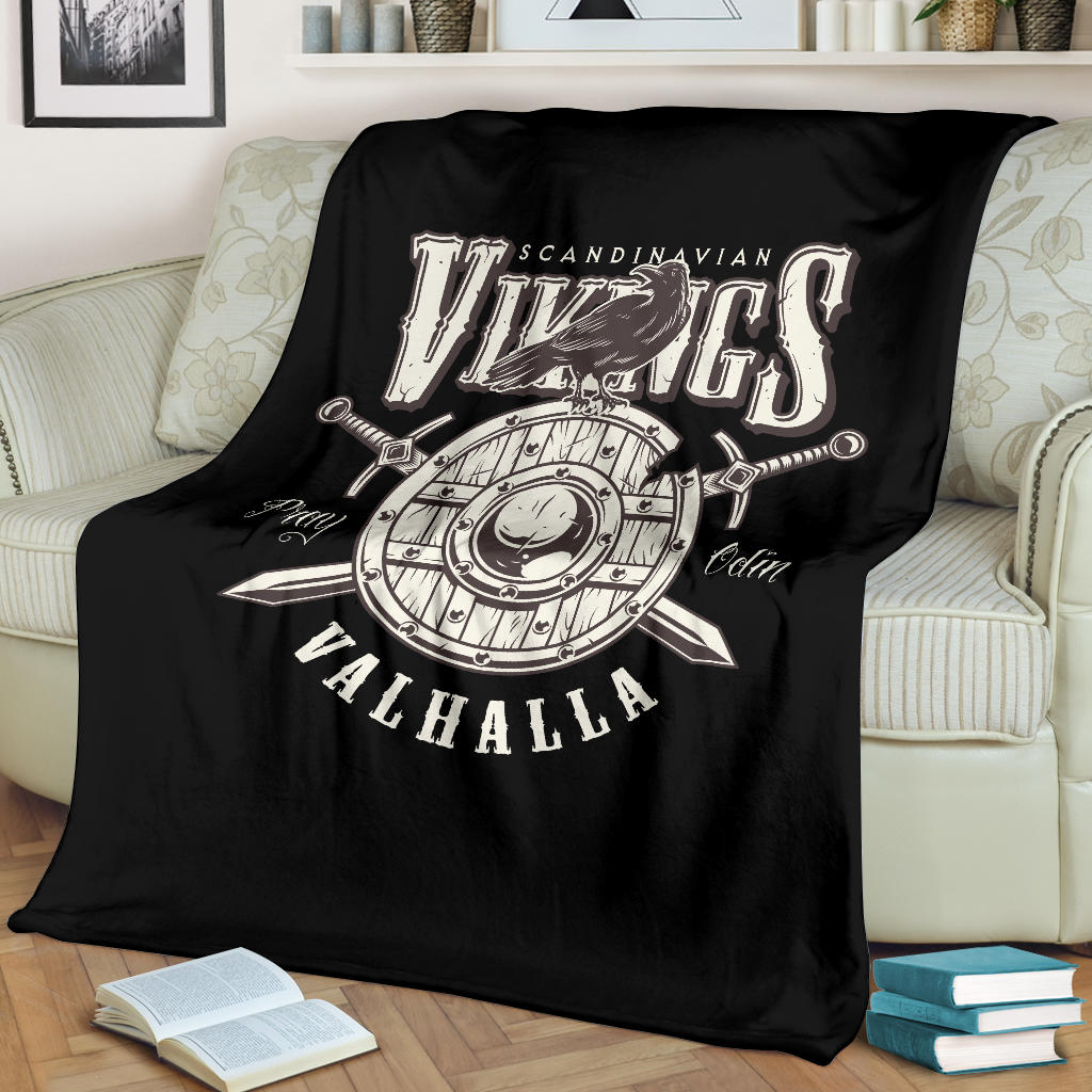 Raven Viking Blanket, Valhalla Throw Blanket