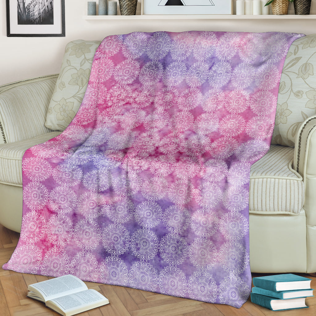 Mandala Watercolor Fleece Blanket