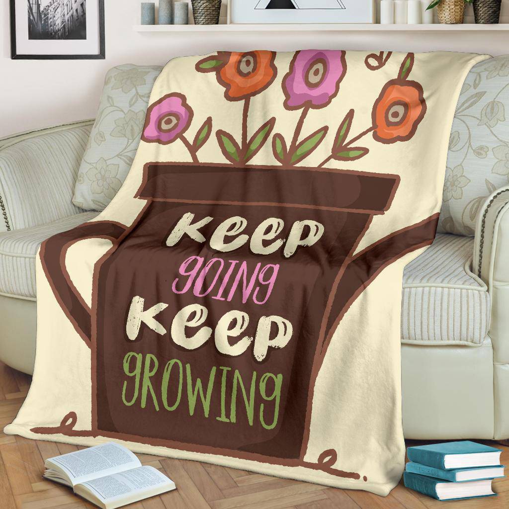 Keep Growing Love Plants Flowers Premium Blanket - Top Content | POD Collection | Free Shipping