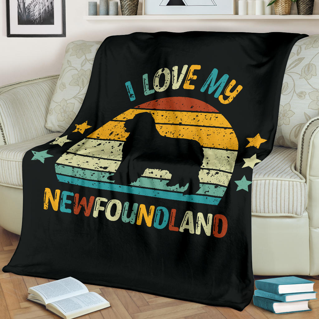 Newfoundland Blanket, Newfoundland Retro Blanket, Newfoundland Throw Blanket, Newfoundland Gifts