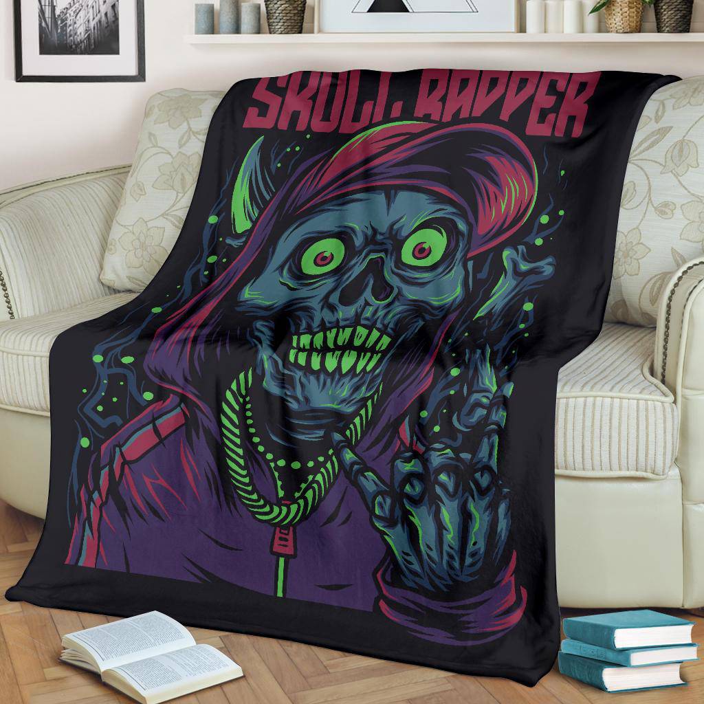 Skull Rapper Music Art Cartoon Premium Blanket - Top Content | POD Collection | Free Shipping