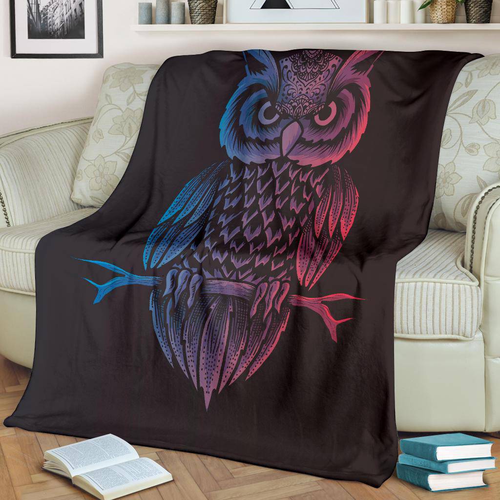 Owl Bird Neon Animal Premium Blanket - Top Content | POD Collection | Free Shipping