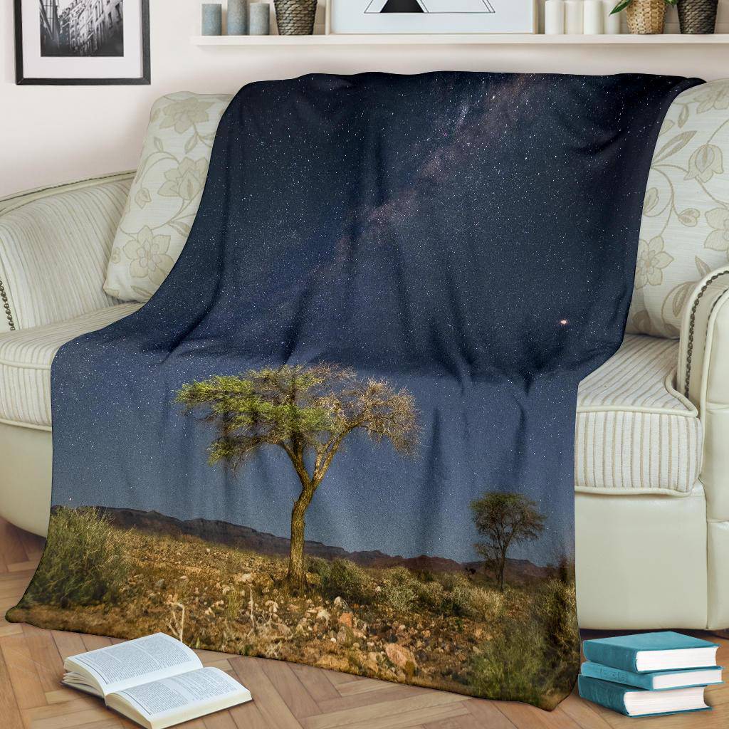 Tree Stars Night Sky Dark Premium Blanket - Top Content | POD Collection | Free Shipping