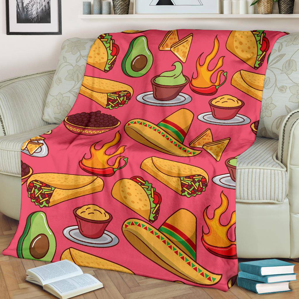 Mexican Food Tacos Hot Chili Sombrero Premium Blanket - Top Content | POD Collection | Free Shipping