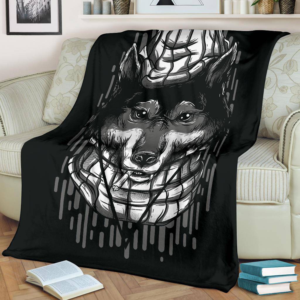 Handsome Wolf Cartoon Premium Blanket - Top Content | POD Collection | Free Shipping