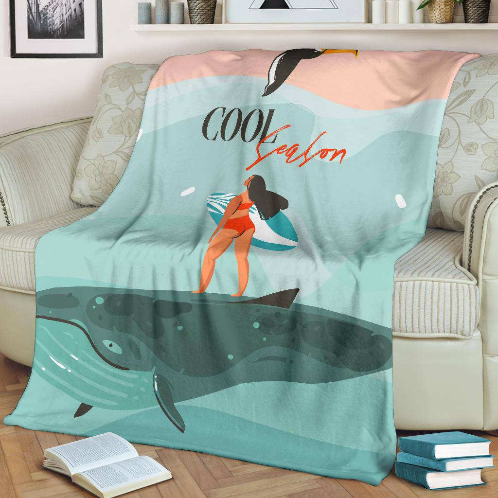 Hand Drawn Premium Blanket, Cool Season Summer - Top Content | POD Collection | Free Shipping