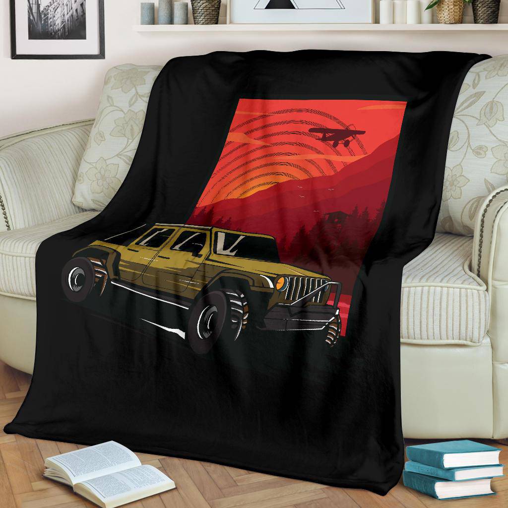 Sunset Car 4x4 Adventure Premium Blanket - Top Content | POD Collection | Free Shipping