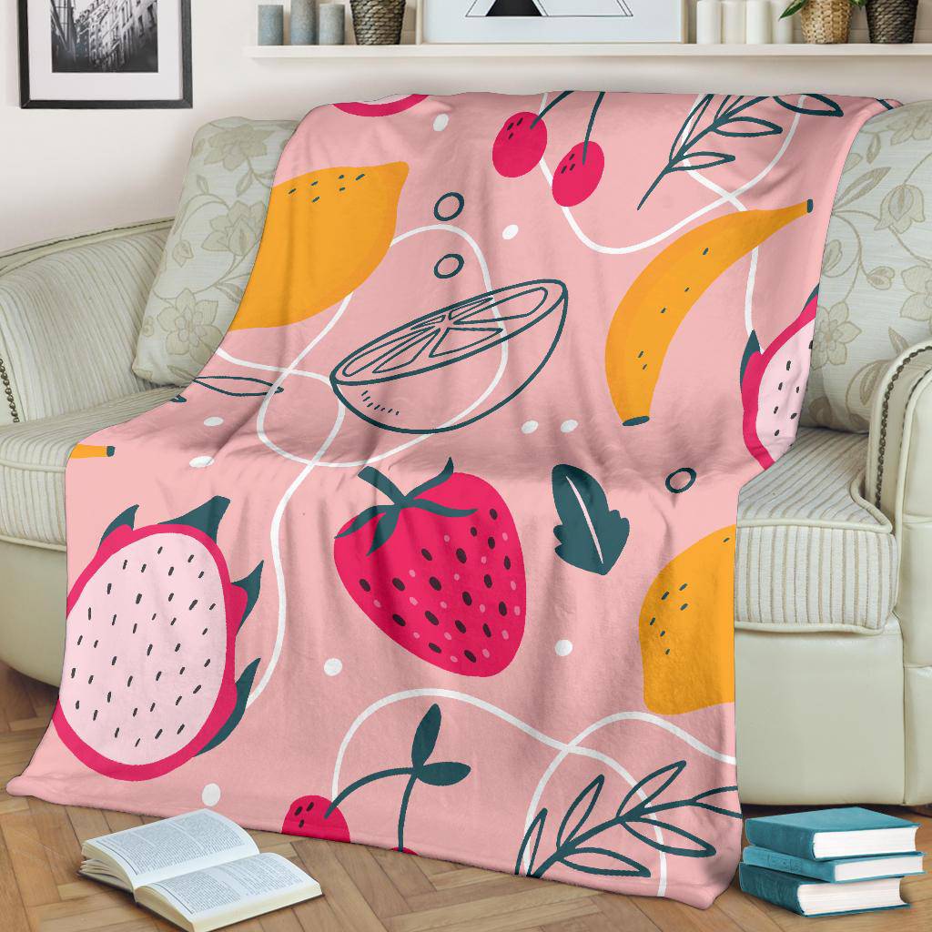 Colorful Fruits Hand Drawn Pattern Premium Blanket - Top Content | POD Collection | Free Shipping