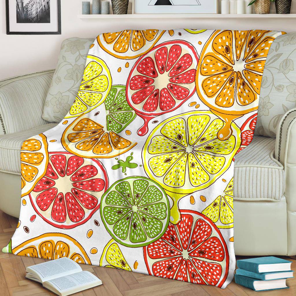 Plants Citrus Fruit Beautiful Art Premium Blanket - Top Content | POD Collection | Free Shipping