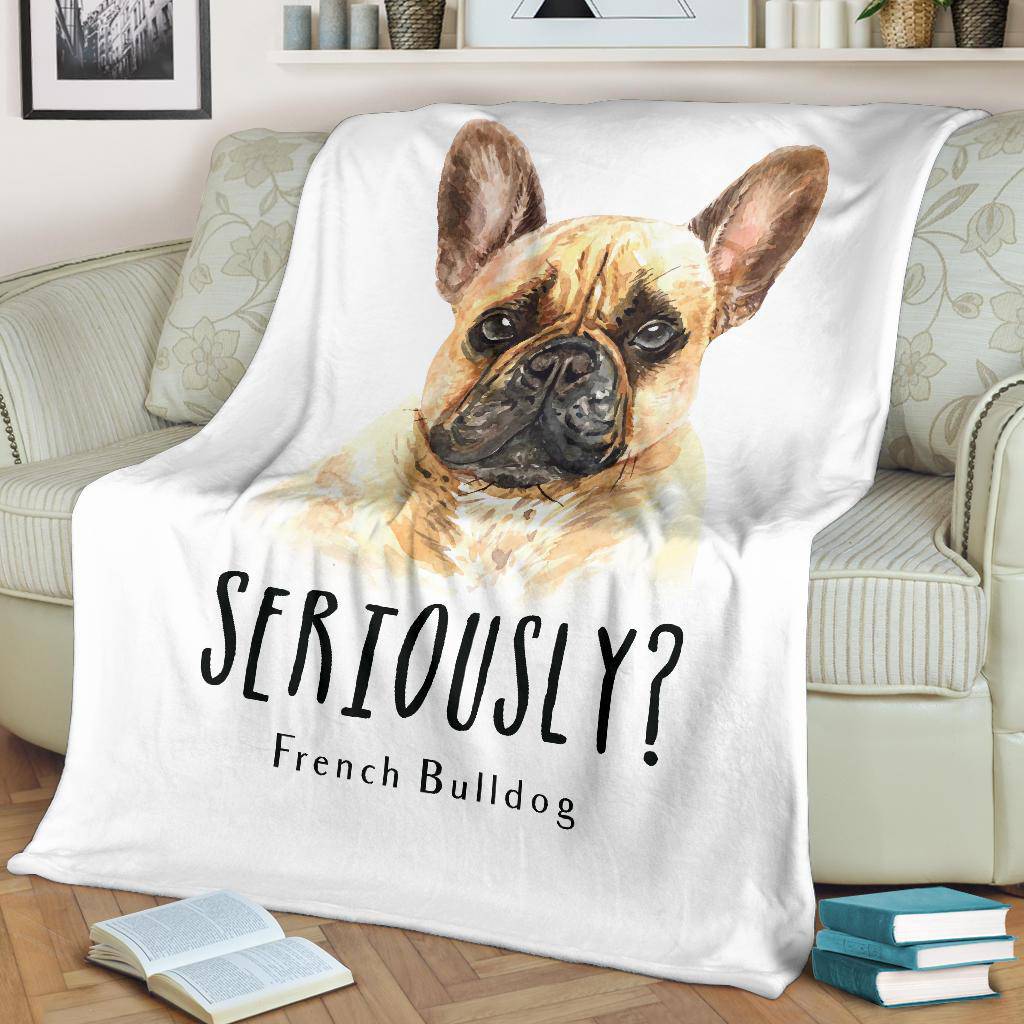 French Bulldog Premium Blanket, Watercolour Portrait Illustration - Top Content | POD Collection | Free Shipping