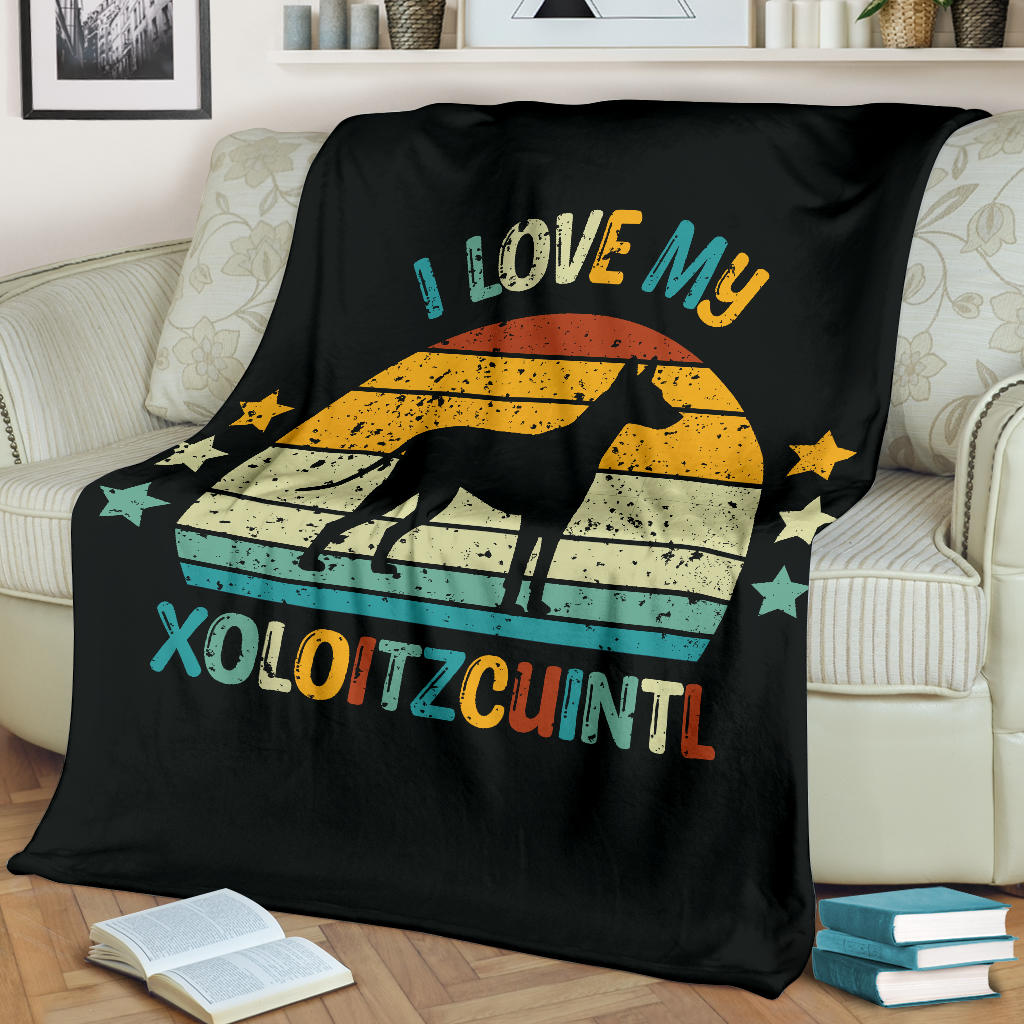 Xoloitzcuintle Blanket, Xoloitzcuintle Retro Blanket, Xoloitzcuintle Throw Blanket, Xoloitzcuintle Gifts