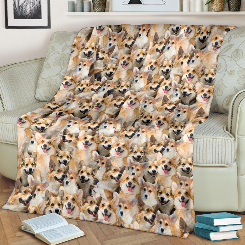 Welsh Corgi Full Face Blanket