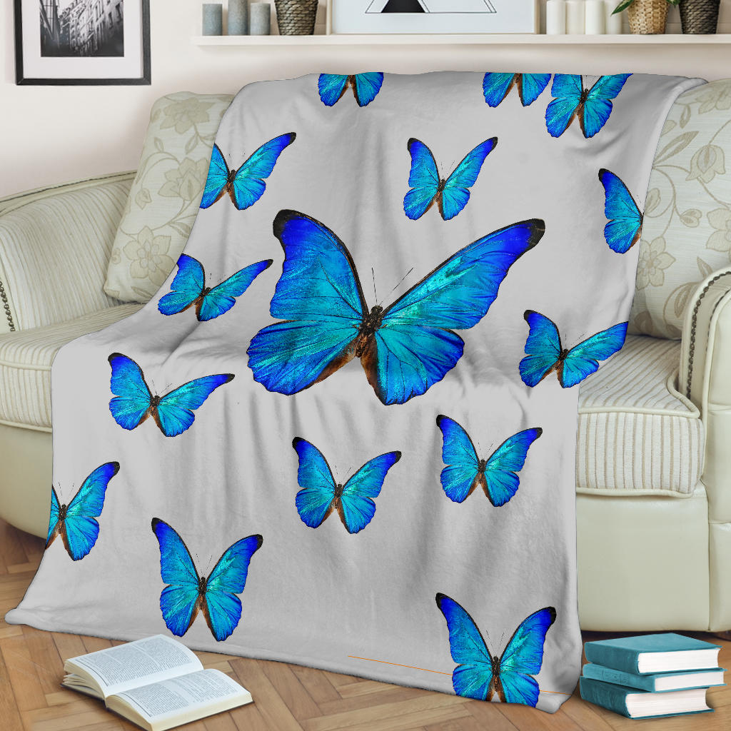 luxury grey blue butterflies blanket - Top Content | POD Collection | Free Shipping