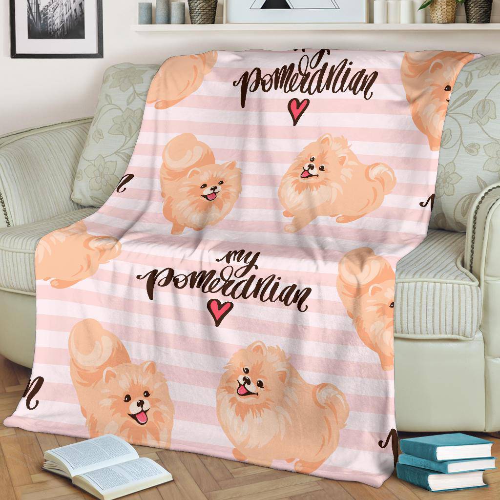 My Pomeranian Spitz Love, Cute Dog Cartoon Premium Blanket - Top Content | POD Collection | Free Shipping