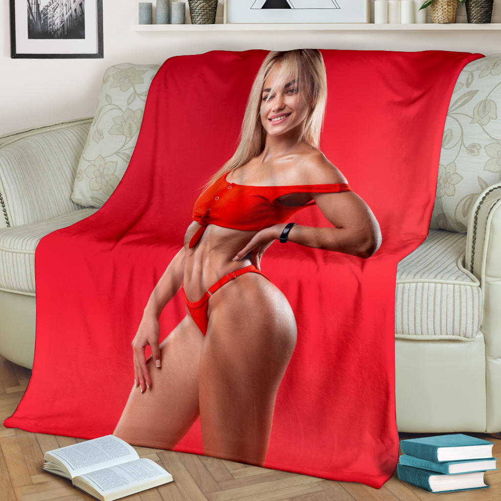 christmas blond girl for a present blanket - Top Content | POD Collection | Free Shipping