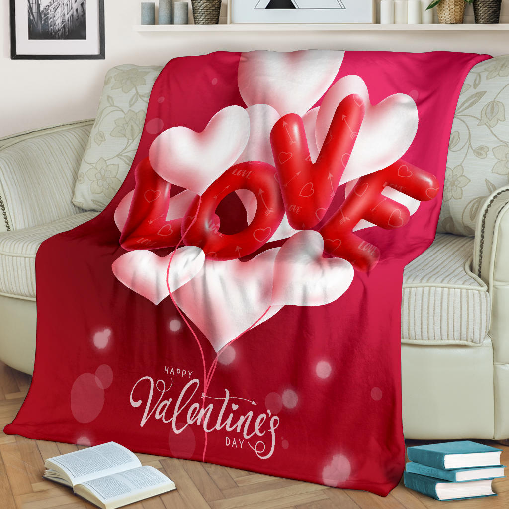 Valentines Day Love Balloons Blanket