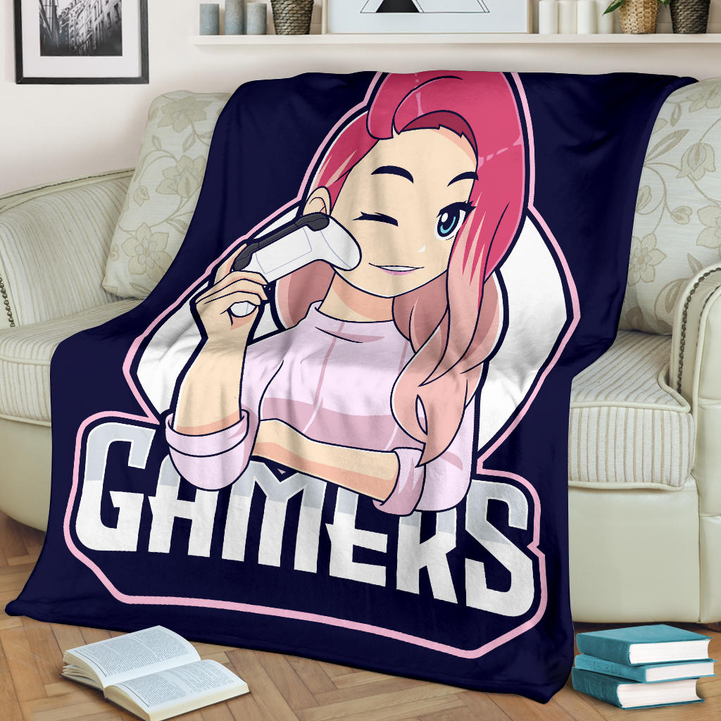 Pink Hair Girl Gamer Blanket