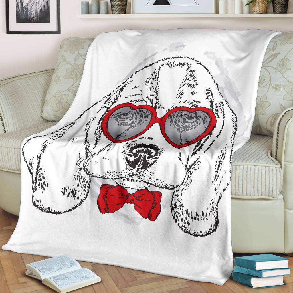 Beagle Dog Breed with Cute Heart Sunglasses Premium Blanket - Top Content | POD Collection | Free Shipping