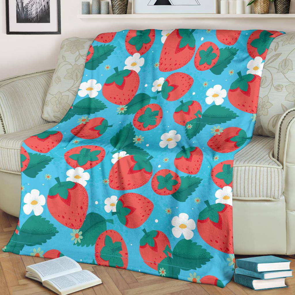 Colorful Cute Strawberry Fruit Pattern Premium Blanket - Top Content | POD Collection | Free Shipping