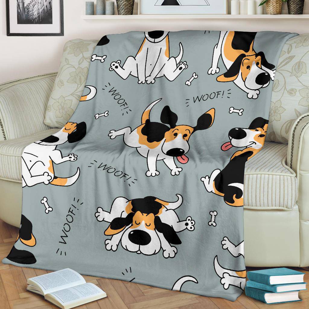 Premium Blanket Sketch Beagle Dog Pattern Background Cartoon - Top Content | POD Collection | Free Shipping