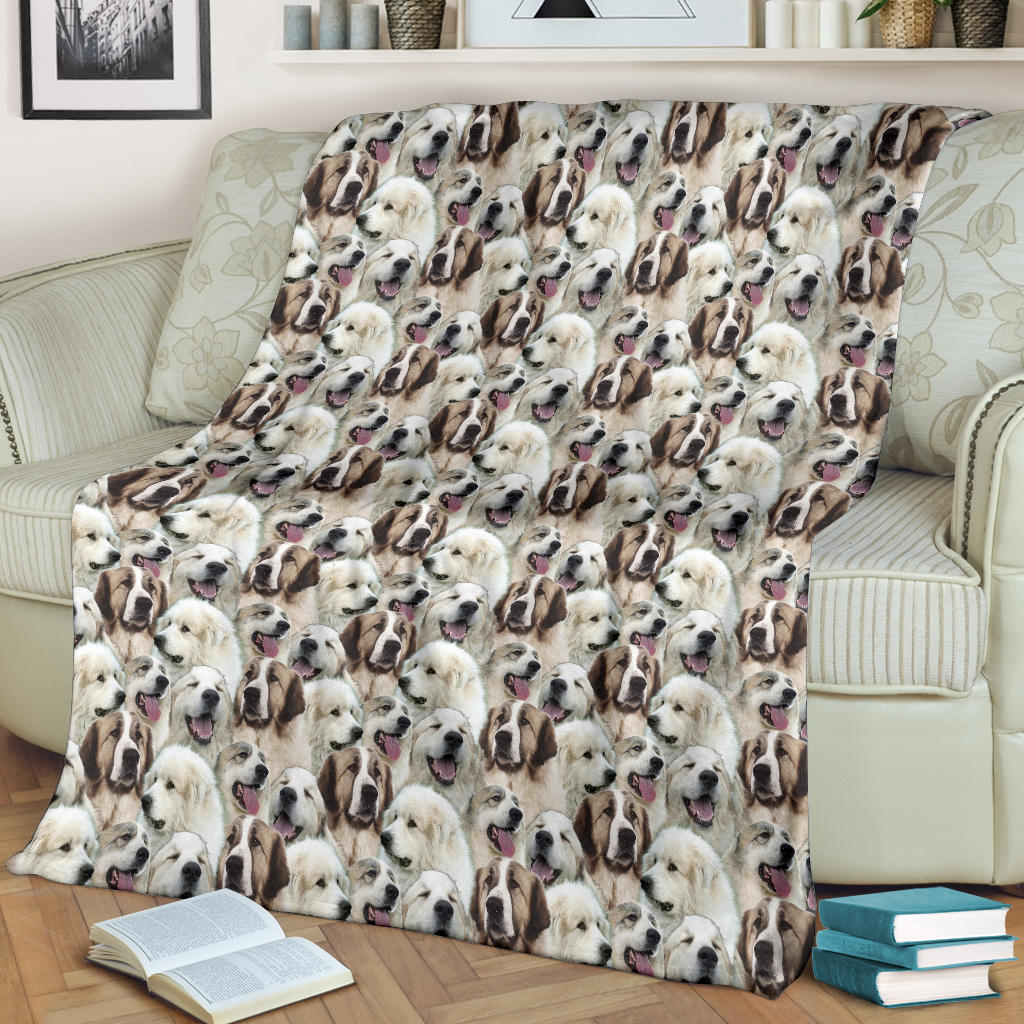 Pyrenean Mastiff Full Face Blanket