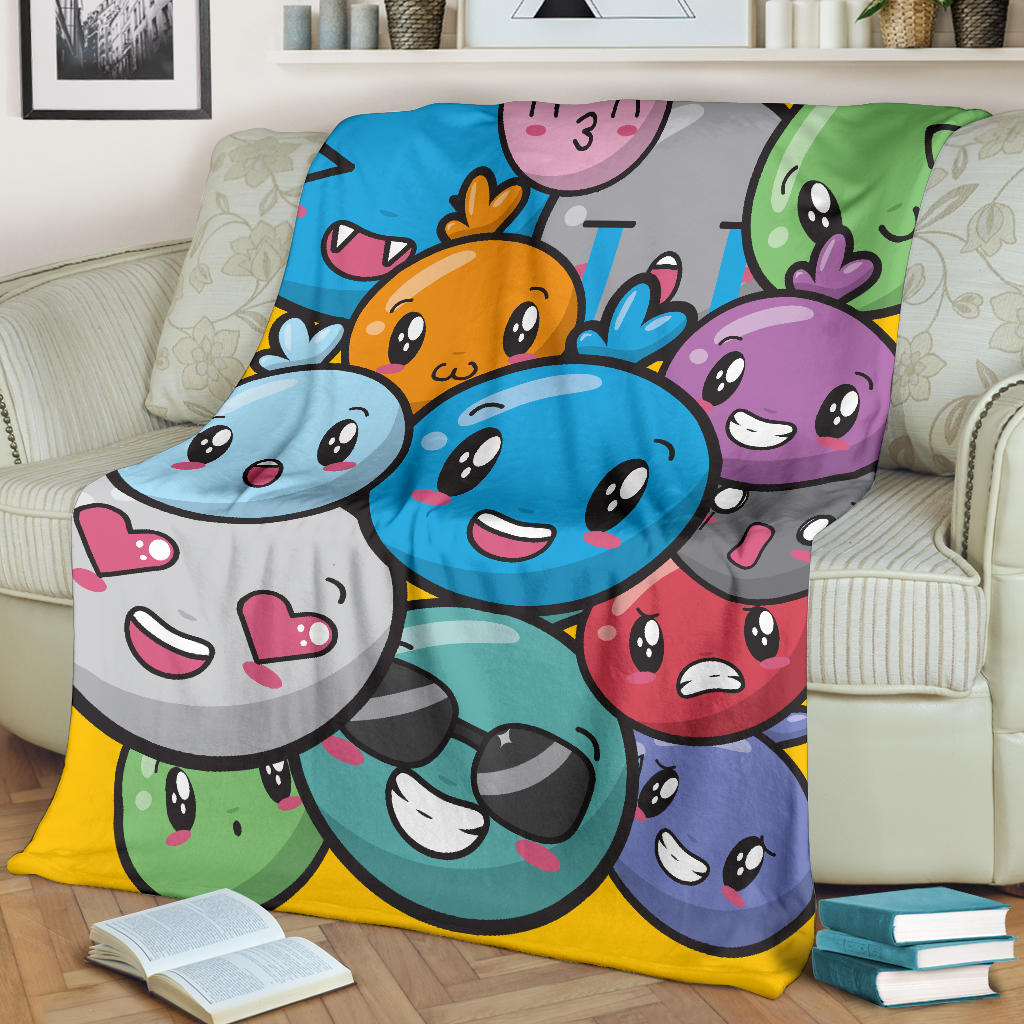 Happy Colorful Kawaii Emojis Blanket