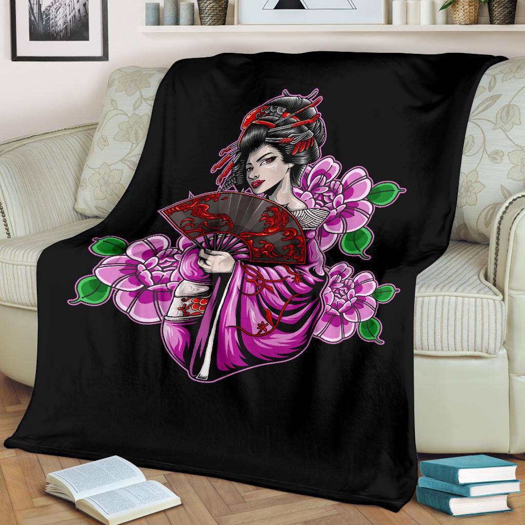 Beautiful Geisha Art Illustration Premium Blanket - Top Content | POD Collection | Free Shipping