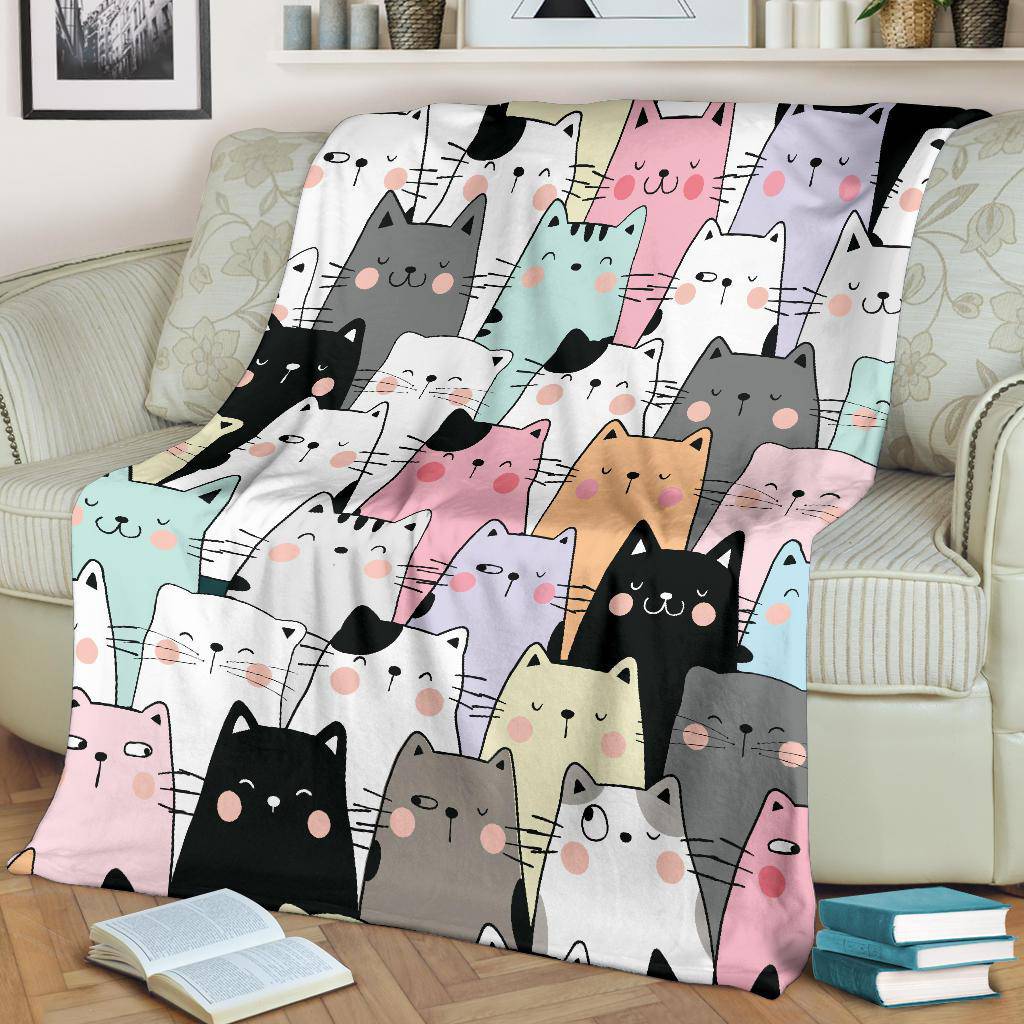 Colourful Cat Pattern Premium Blanket - Top Content | POD Collection | Free Shipping