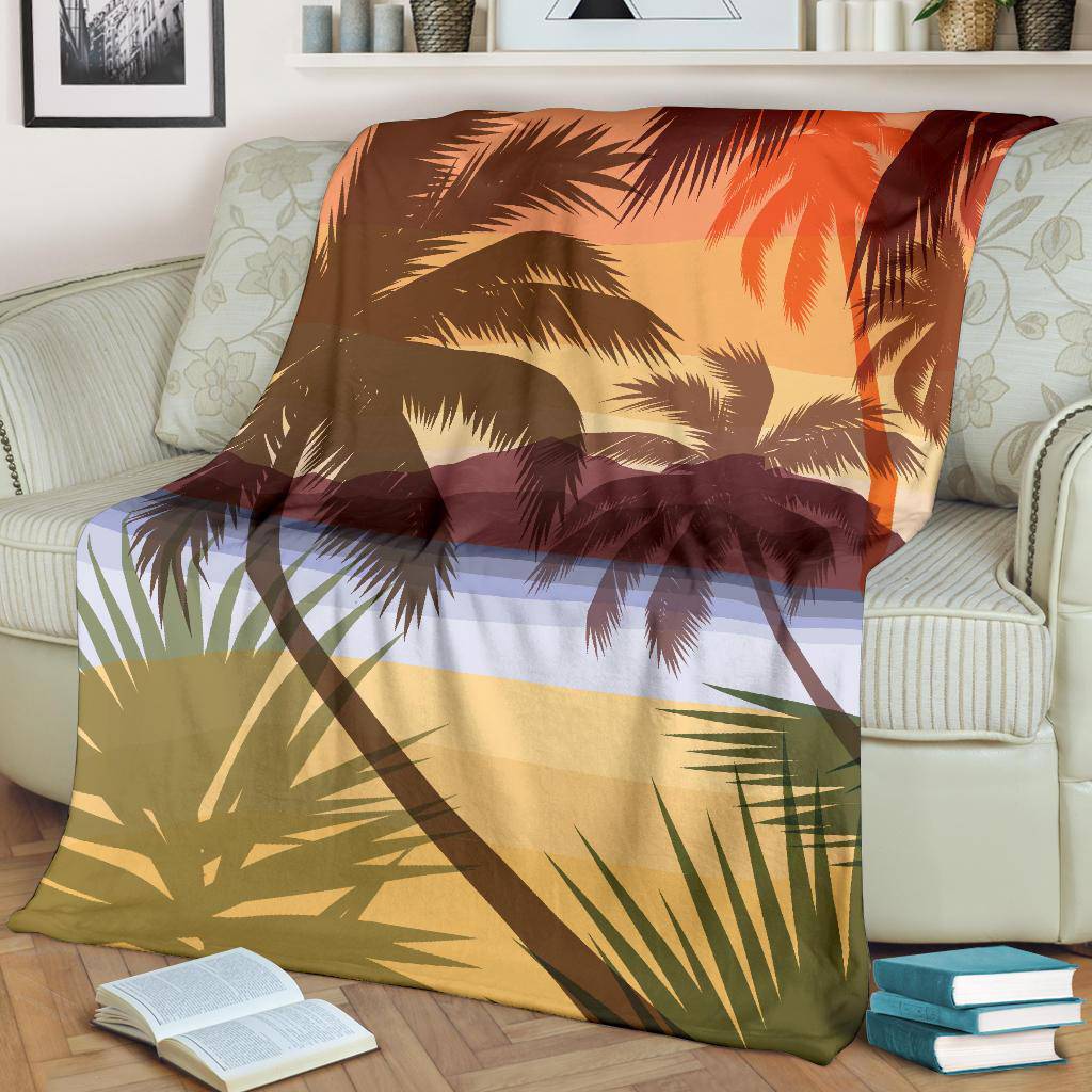 Beach Summer Sunset Palms Silhouette Premium Blanket - Top Content | POD Collection | Free Shipping