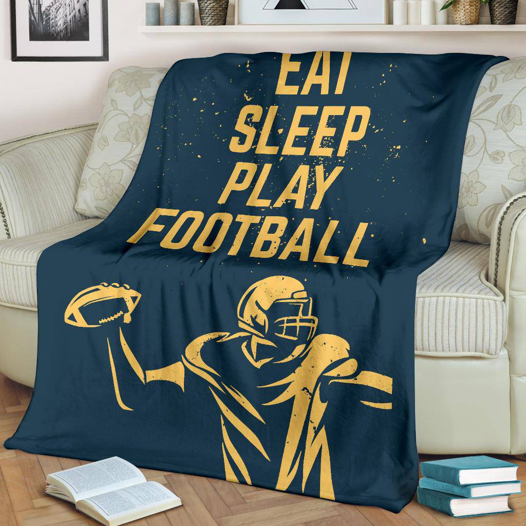 Eat Sleep Play American Football Quote Illustration Premium Blanket - Top Content | POD Collection | Free Shipping