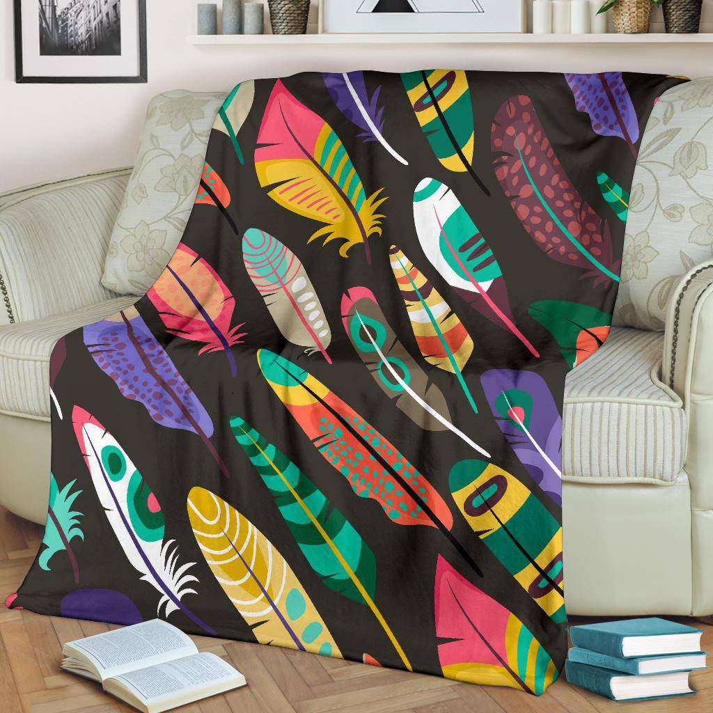 Colorful Exotic Birds Feathers Premium Blanket - Top Content | POD Collection | Free Shipping