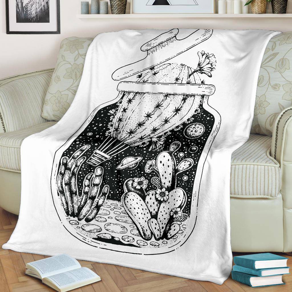 Premium Blanket Cactus Plant Scetch Vintage Style - Top Content | POD Collection | Free Shipping